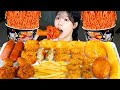 ASMR MUKBANG| 직접 만든 불닭볶음면 치킨 소세지 핫도그 먹방 &amp; 레시피 FIRE NOODLES AND FRIES EATING