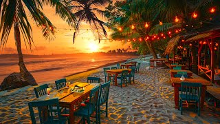 Sunset Seaside Cafe Ambience - Bossa Nova Music, Smooth Jazz BGM, Ocean Wave Sound for Study & Relax