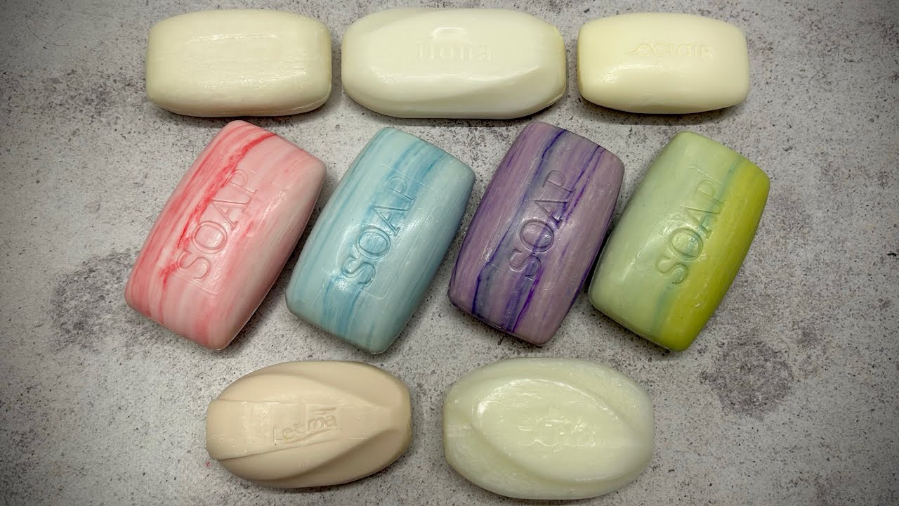 ASMR soap/ Dry soap cutting 🤍🩵💜🩷💚🤍/ Резка мыла