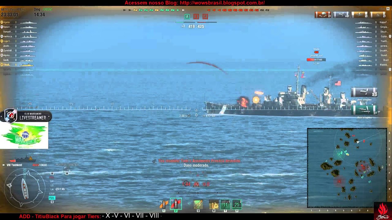 Atlanta detonando todos canhões do DD russo Tier VIII wowsers