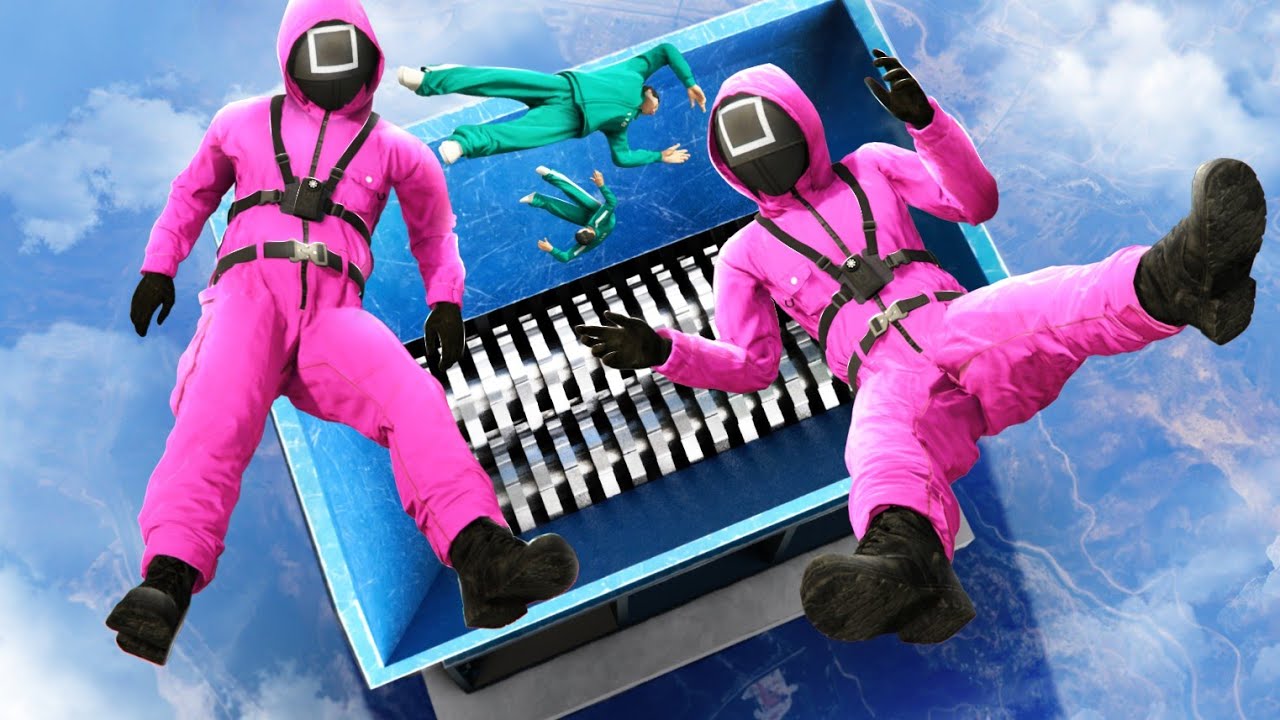 GTA 5 Squid Game Team Crazy Shredder Ragdolling and Jumps!
