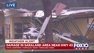 Tornado damage at Bamboo Motel in Saraland