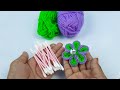 Amazing Woolen Flower Making Ideas with Cotton Buds - Hand Embroidery Easy Trick - DIY Woolen Flower