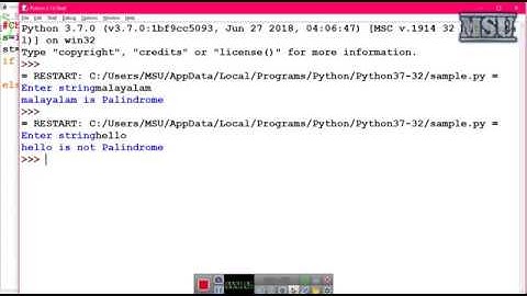 GE8161 Problem Solving and python Programming Laboratory 24   Checking a String is Palindrome or not