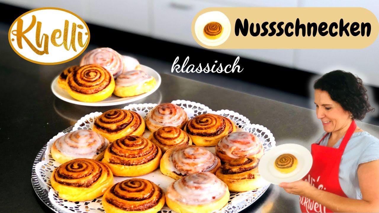Nussschnecken wie vom Bäcker/fluffig & saftig/ Hefegebäck/fluffy nut rolls/Khellis Backwelt