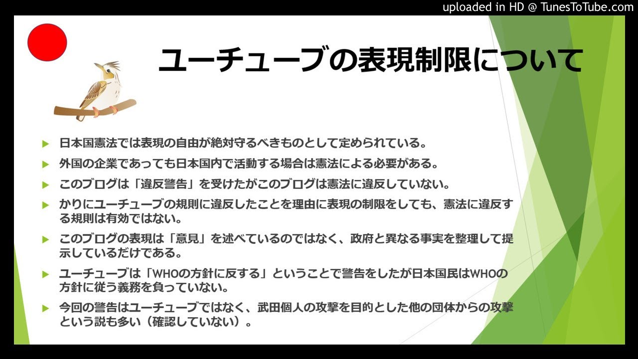 ユーチューブの表現制限について