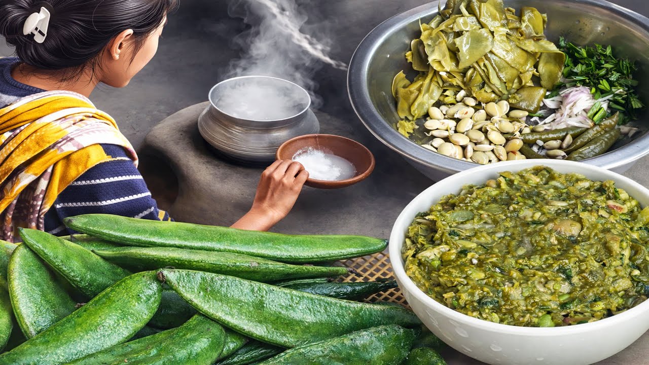 শীতের সকালে গরম ভাত আর সিম ভর্তা – স্বাদে মন ভরবে | Winter Morning Village Food | Mia Bari Kitchen