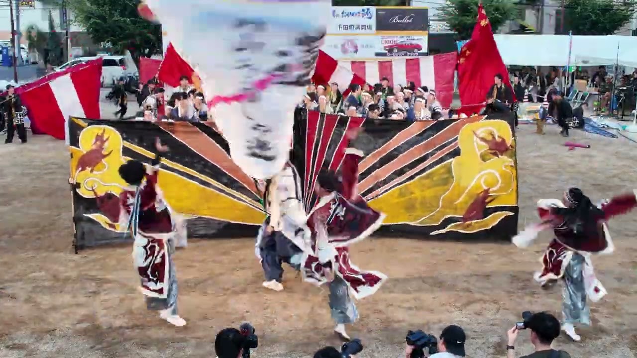 [4k]ⅱ🍑岡山うらじゃ連蓮雫　中央下田町公園ナイト演舞場2025年土曜日桃太郎まつり