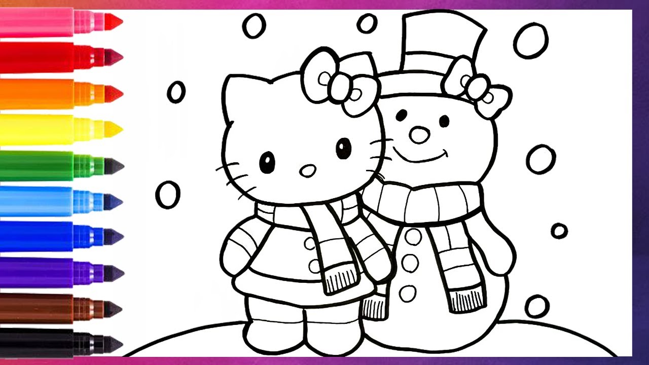 How to Draw Hello Kitty with a Snowman ⛄️ | Fun & Easy Drawing Tutorial ...