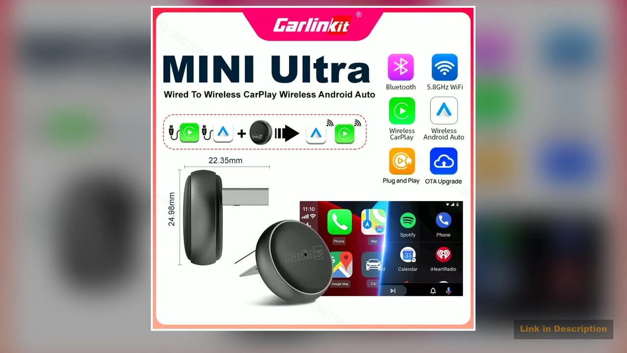 CarlinKit Mini Ultra 3 Carplay Adapter Wireless Bluetooth Dongle Android Auto 5G Hz WiFi Auto