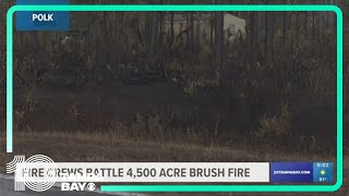 Crews battle brush fire in River Ranch that injured 2 firefighters
