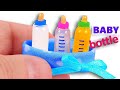 DIY miniature milk Bottles ~ with Milk, Water, and Orange Juice