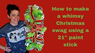 How to make a wreath on a 21" paint stick using deco mesh