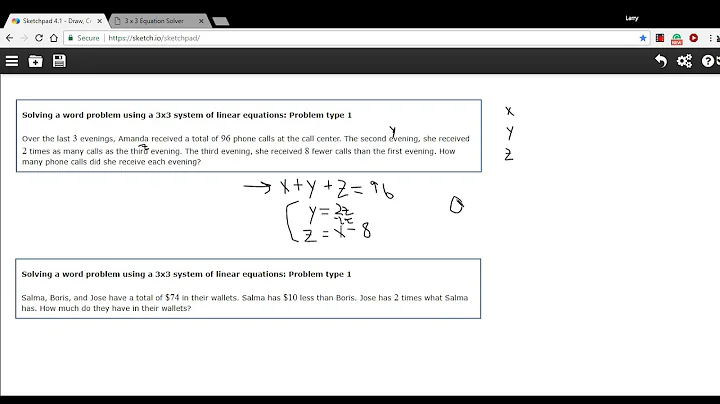 Solving a word problem using a 3x3 system of linear equations