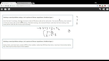 Solving a word problem using a 3x3 system of linear equations