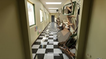 Corridor Destruction 2, Blender Animation, RBDLAB Addon, Rigid Body Simulation, physics