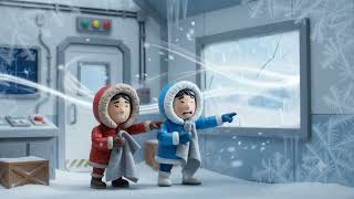 Tiny Arctic Researchers vs. a FREEZING Window! 🥶❄️ | Miniature Survival #shortvideo #usashorts