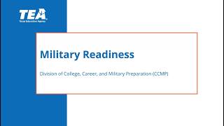 Military Readiness for the 2026-27 School Year and Future Cohorts Webinar