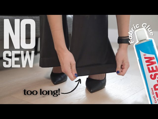 EASY No Sew Way to Hem Uniform Pants with fabric hemming tape 