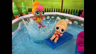 LOL SURPRISE DOLLS Swimming Drama At Tammy's Pool Party!