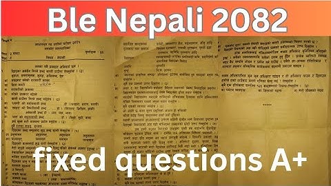 Class 8 nepali question paper 2082 || Ble Nepali fixed question || Ble nepali model question 2082 ||