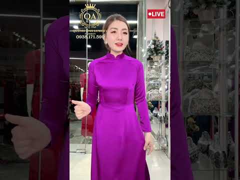 Áo Dài Truyền Thống Trung Niên Tím Lụa Gấm Rose Dress  - Quỳnh Anh Luxury Fashion