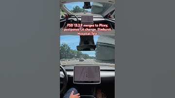 FSD 13.2.9 merges to Pkwy, postpones Ln change. Elmhurst Hospital Test #teslafsd #fsdbeta #fsd