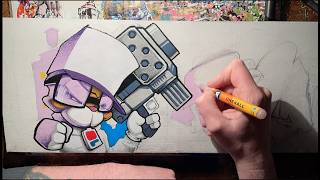 Timelapse - Illustrating Graffiti lettering and characters on canvas -  POSCA/Molotow paint markers