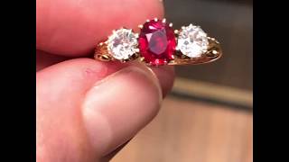 Antique late Victorian ruby and diamond ring from about 1880