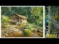 Watercolor Painting - Village house in Countryside