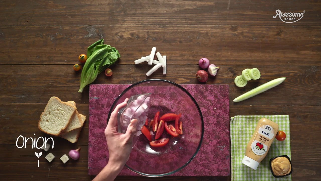 Four Season Salad using Veeba Thousand Island Dressing YouTube