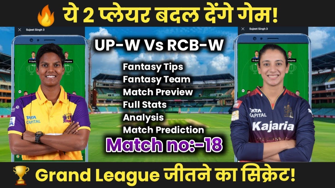 RCB-W♥️ Vs UP-W💛 Dream 11 Team l 100./. Winning Strategy l WPL Fantasy Picks l