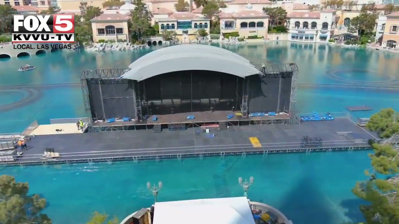 Drone footage of NFL Draft Red Carpet Stage taking shape on