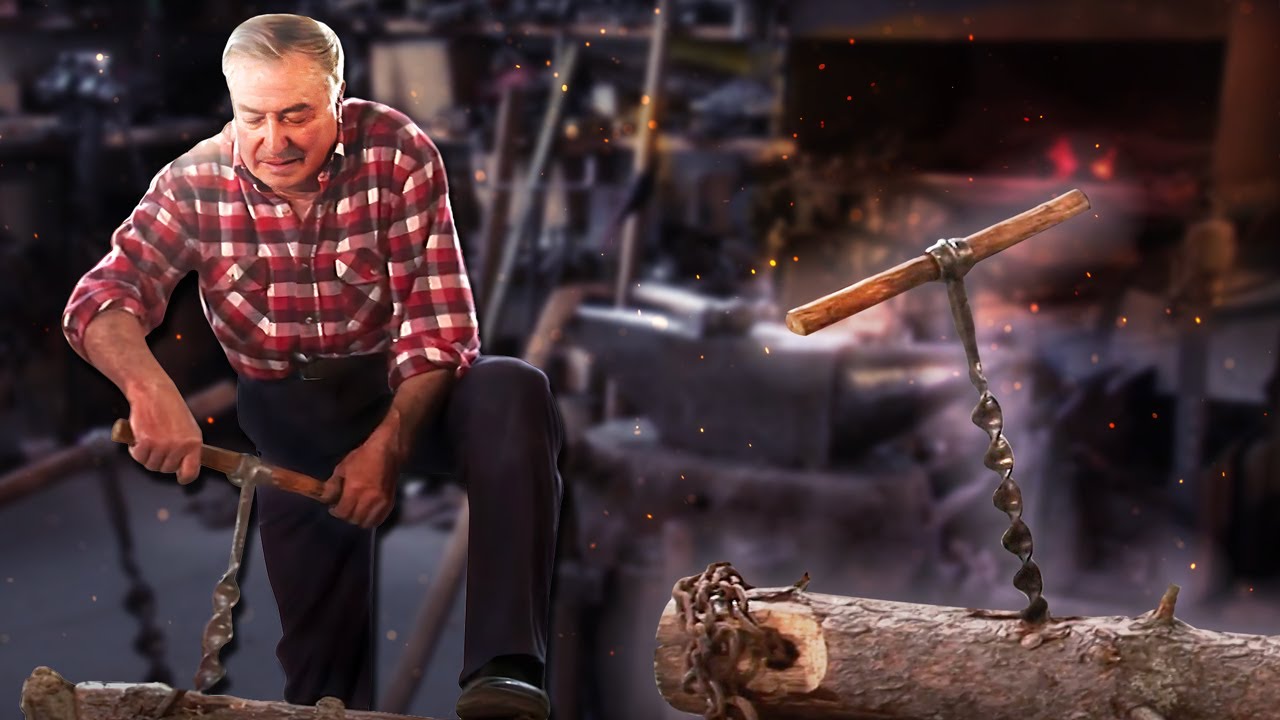 Кустарная КУЗНИЦА из двух инструментов для РЕЗКИ ДРЕВЕСИНЫ в горах: БАРРЕНА И ЗАПИНО