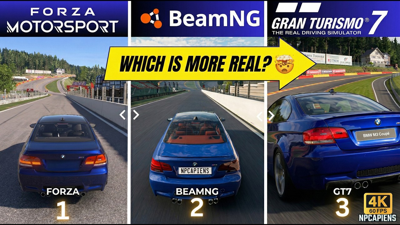 Which is REAL? BMW M3 E92 Comparison: Forza vs BeamNG vs GT7 🤯