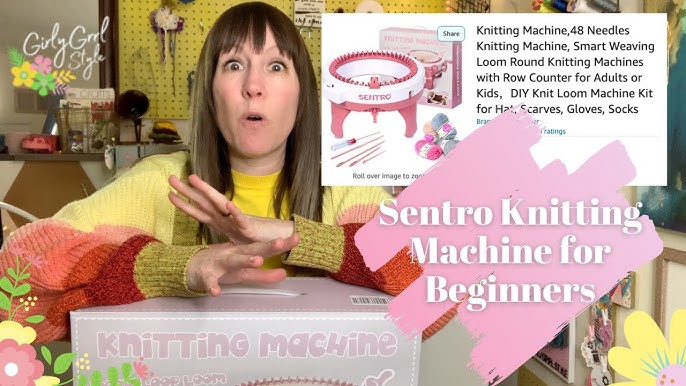 Sentro Knitting Machine 48 Needles Smart Crochet Knitting Machine with Row  Counter for Adults and Beginners, Automatic Spinning Circular Weaving