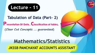 Lecture 11 | Tabulation of Data Part 2 | Maths/Statistics For JKSSB Panchayat Accounts Assistant