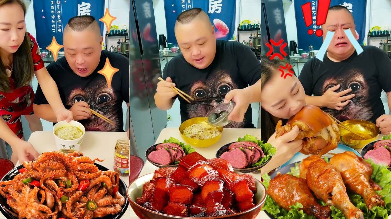 蠢老公急性子把两人份都吃光，没想到大猪肘子没有端上来，吃饱了看着肉却吃不了！【朱大帅and依美姐】
