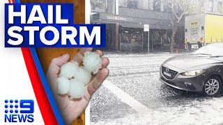Severe thunderstorms dump huge hailstones on NSW coast | 9 News Australia