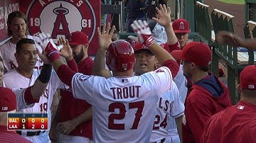 BAL@LAA: Pujols drives in Trout with single off wall