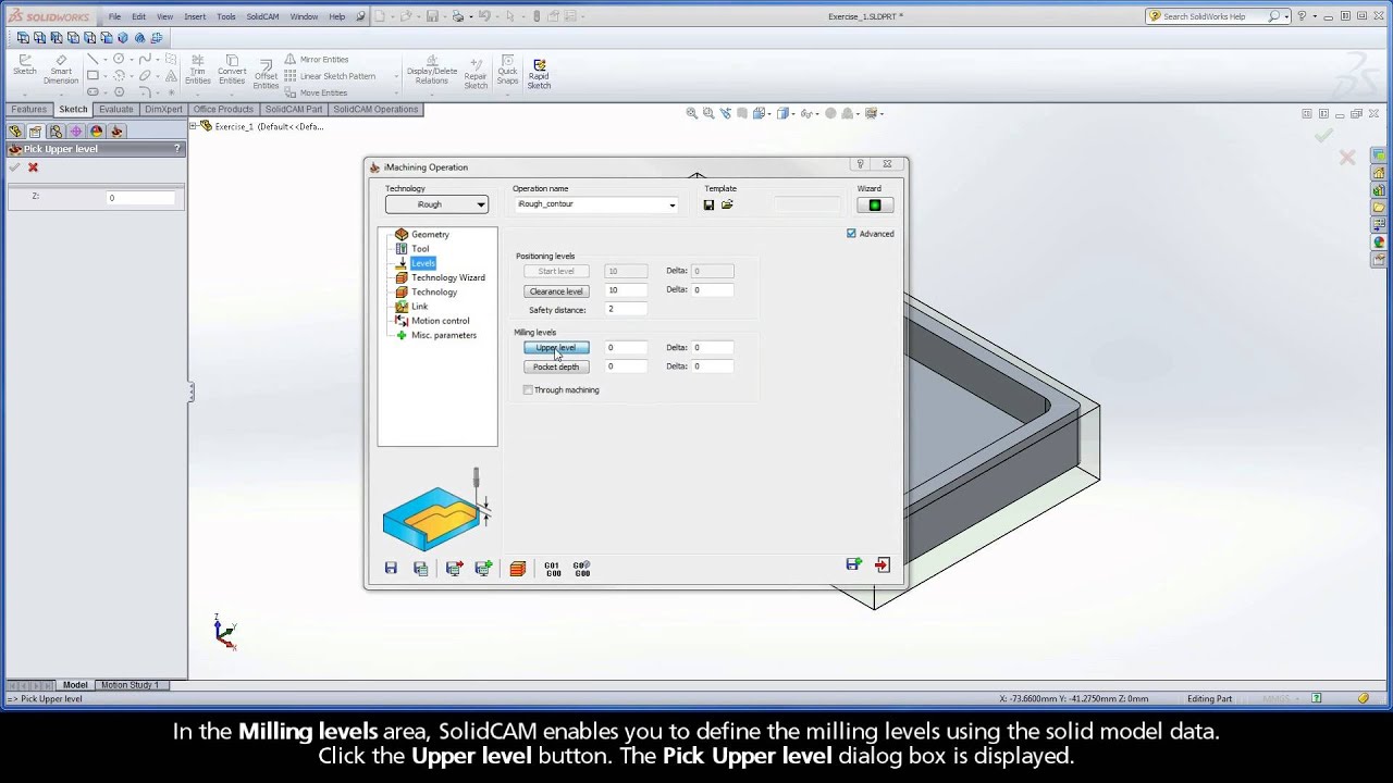 SolidCAM iMachining Training Course - Exer #2: Define the Levels - YouTube