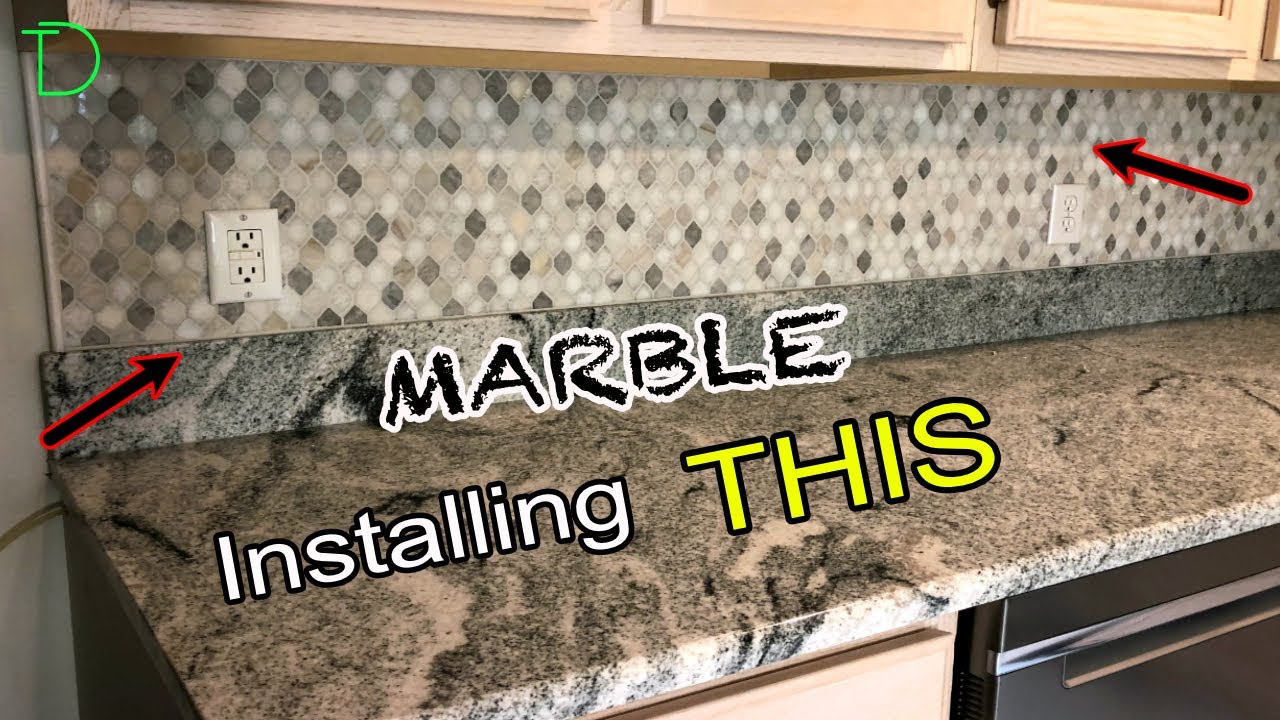 Kitchen Marble backsplash Install - YouTube