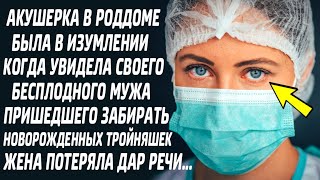 Акушерка в роддоме была в изумлении, когда за новорожденными тройняшками пришёл её бесплодный муж...