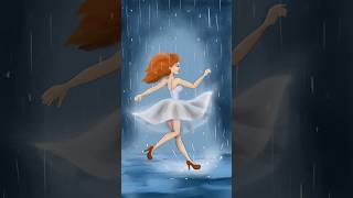 Timelapse de ilustración de chica bailando bajo la lluvia