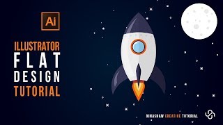 Adobe Illustrator Logo design / Illustration | Rocket Flat Logo Tutorial