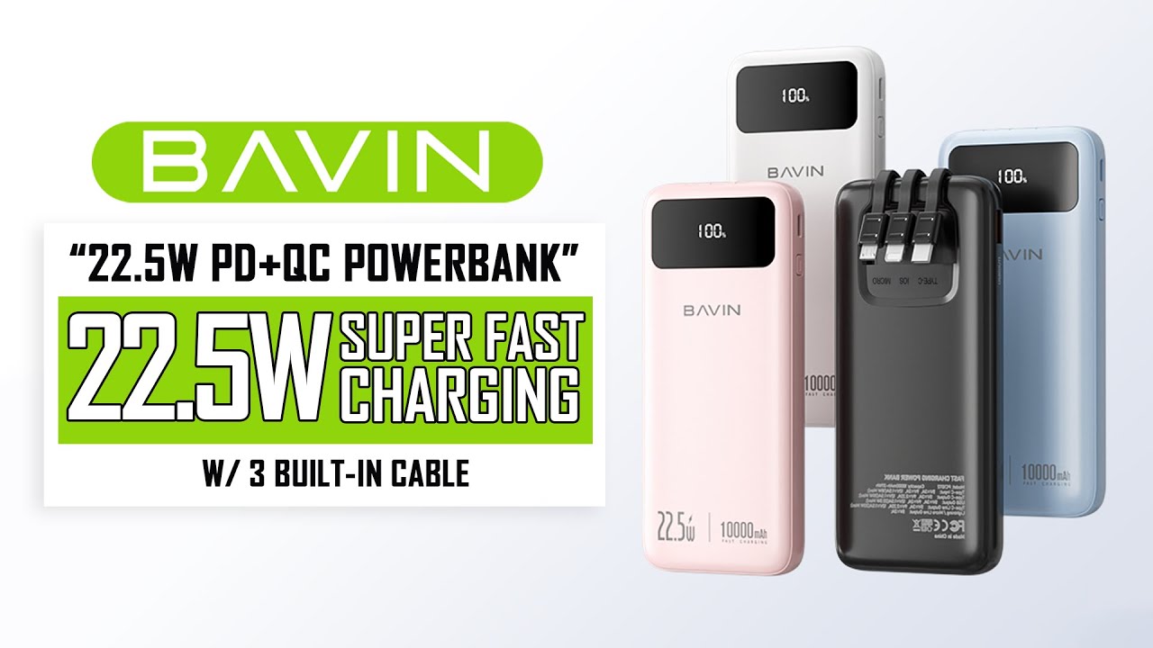BAVIN PC1072 10000mAh / PC1102 20000mAh 22.5W Powerbank Fast Charging w/LED Display for iP 16 Series
