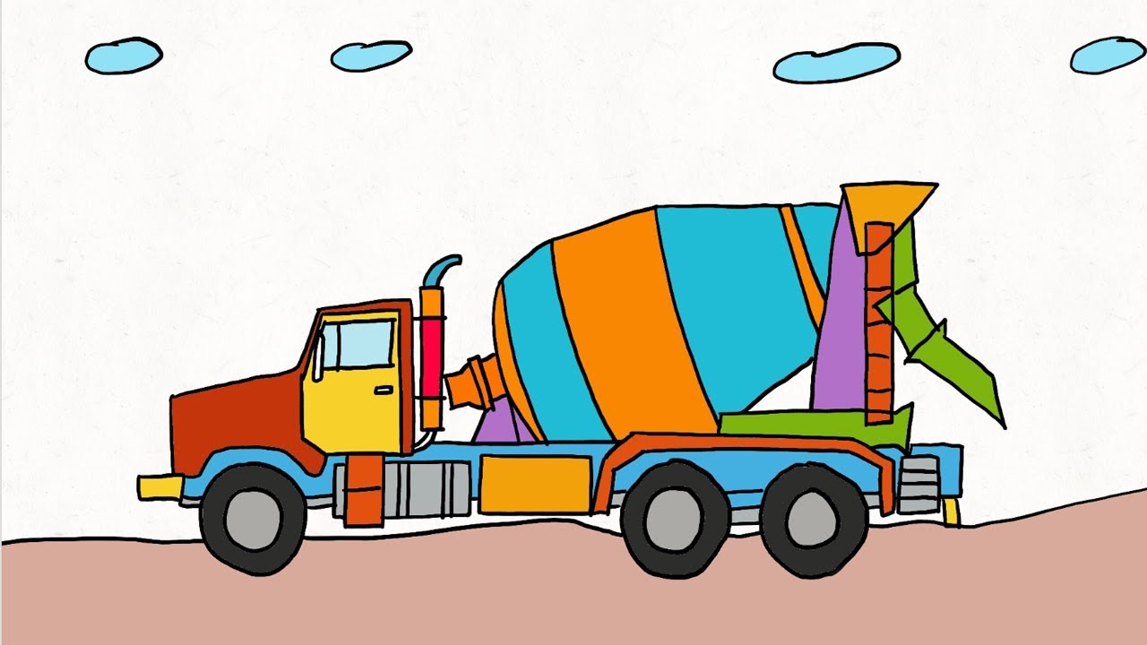 Xe trộn bê tông khổng lồ  cách vẽ ô tô mơ ước  how to draw cement truck   YouTube
