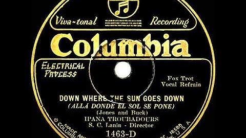 1928 Ipana Troubadours (Sam Lanin) - Down Where The Sun Goes Down (Irving Kaufman, vocal)