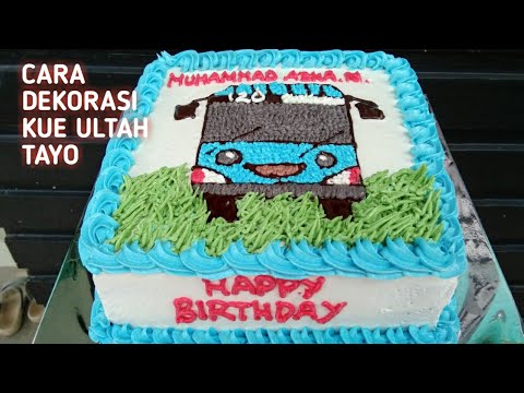 CARA DEKORASI KUE ULTAH TAYO  YouTube