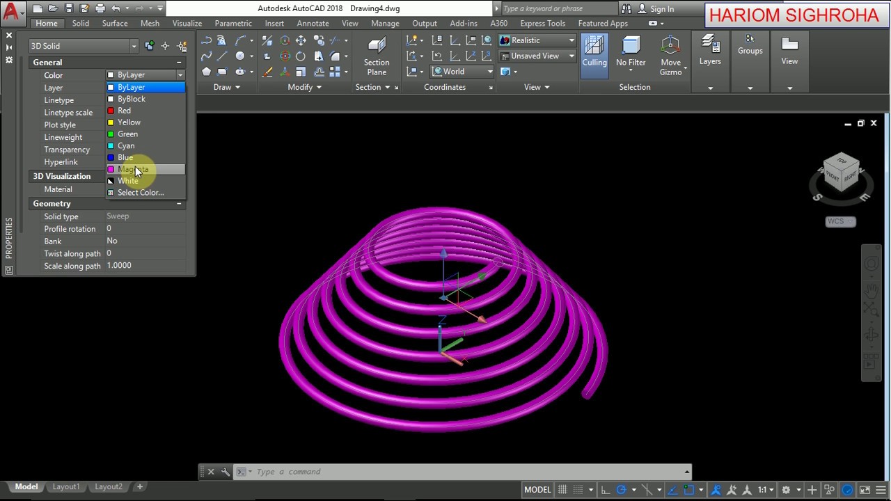  AutoCAD TUTORIAL 2022 HOW TO DRAW A VARIABLE SPRING IN 